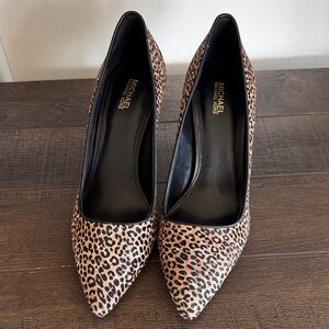 Michael Kors Animal Print Heels - Black and Tan